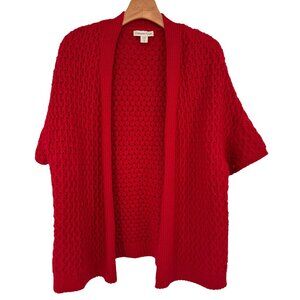 Coldwater Creek Womens Open textured Cardigan Sweater Red size 1X Wool Cotton
